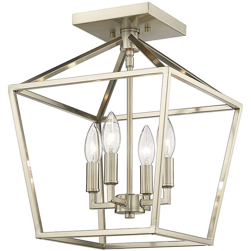 Corona 4 Light 12 inch Modern Gold Semi-Flush Mount Ceiling Light